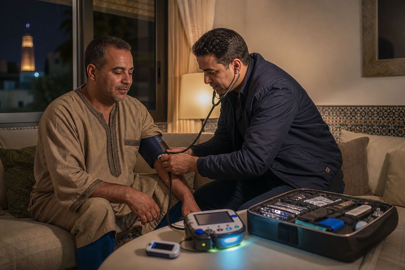 Urgentiste MedHelp à domicile à Casablanca avant transfert AVC